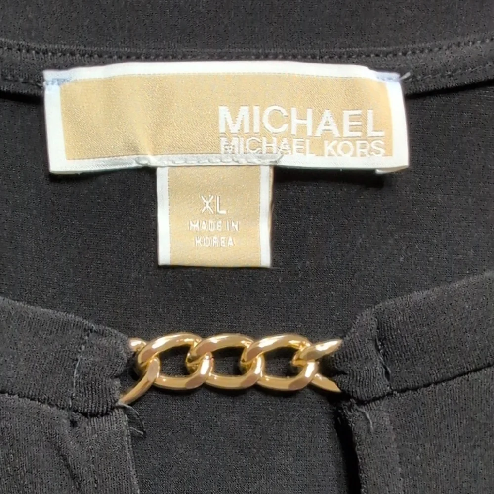 NWOT Michael Kors Black Puff Sleeve Blouse with Petal Sleeves - Picture 2 of 5